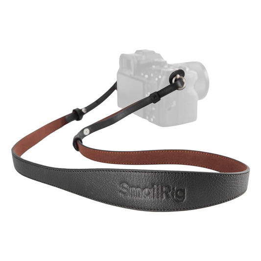 SMALLRIG Universal Leather Camera Shoulder Strap, Adjustable Black Strap NEW