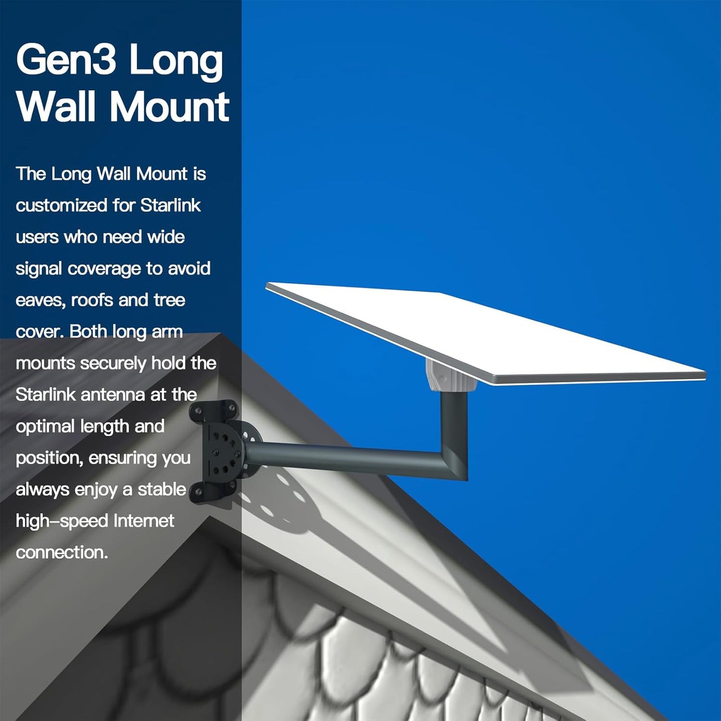 Foboull Metallic TV Wall & Ceiling Mount for Starlink GEN 3 Antenna Mast NEW