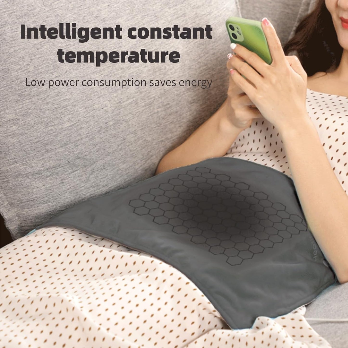 Graphene Crystal Velvet Electric Heating Pad, 60x30cm, USB Charging, Black DEMO