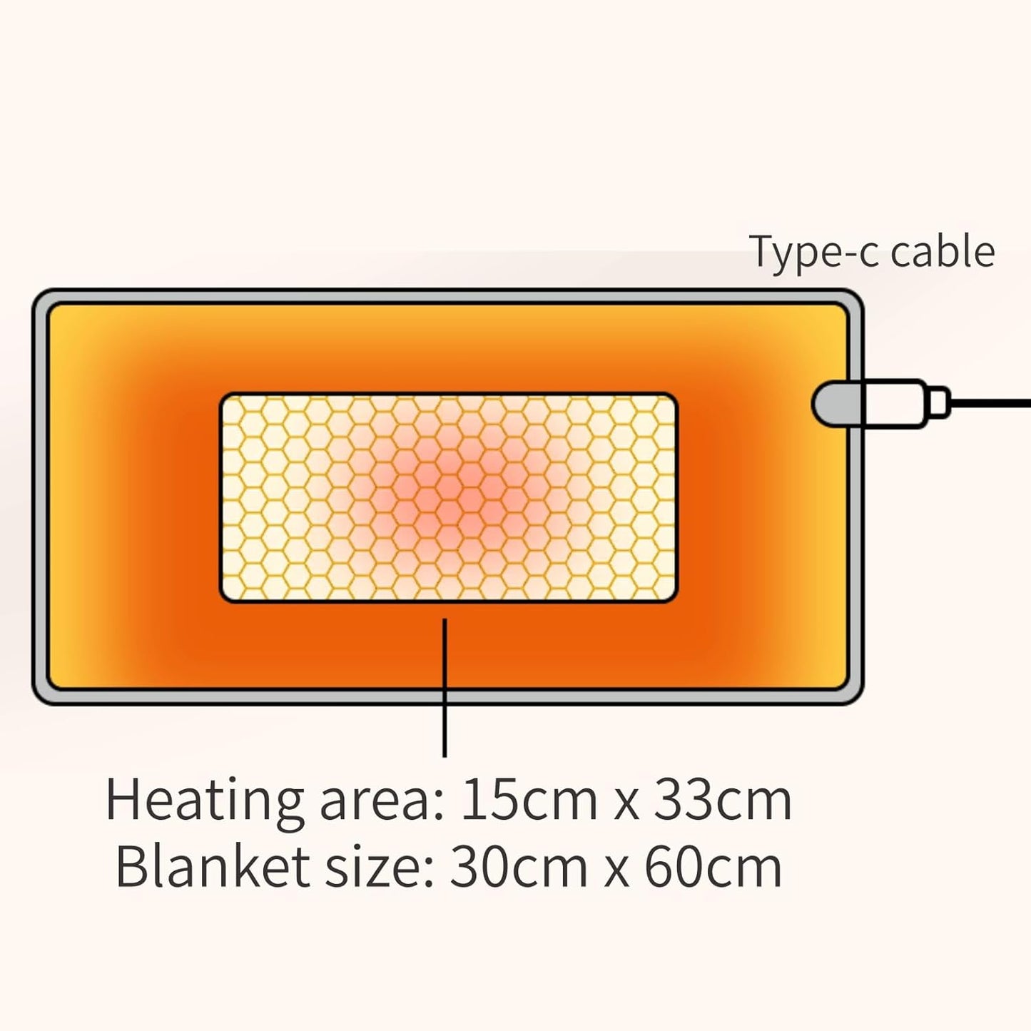 Graphene Crystal Velvet Electric Heating Pad, 60x30cm, USB Charging, Black DEMO