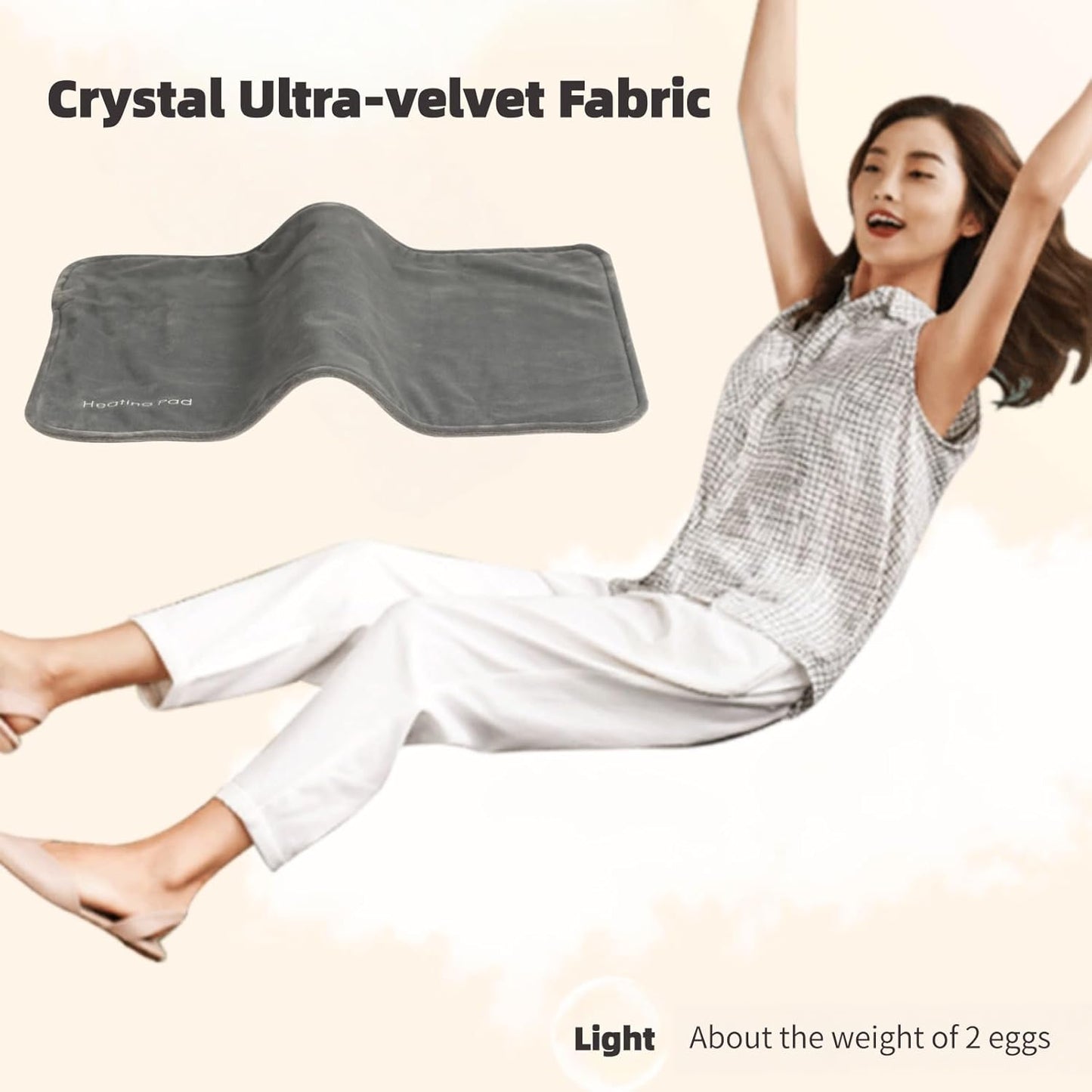 Graphene Crystal Velvet Electric Heating Pad, 60x30cm, USB Charging, Black DEMO