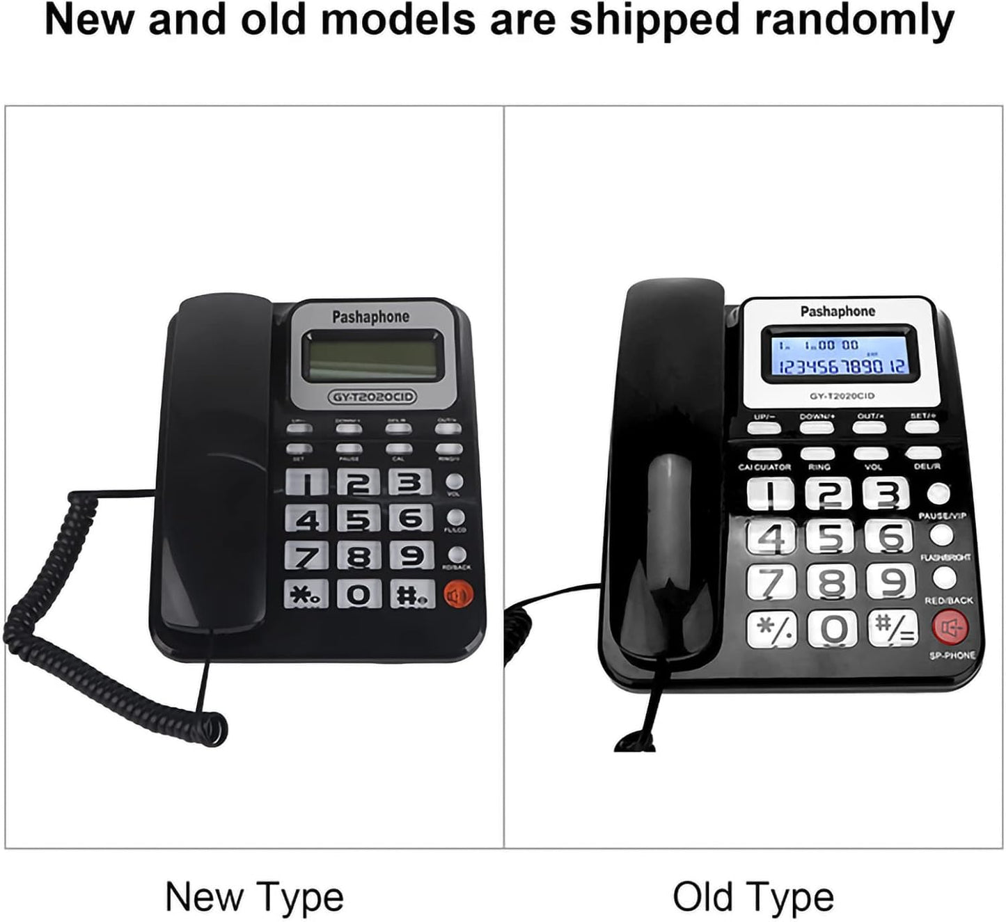 Pashaphone Corded Landline Phone with Speaker, Wired Telephone, Black DEMO