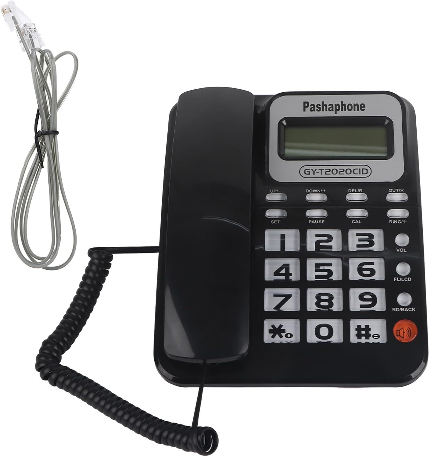 Pashaphone Corded Landline Phone with Speaker, Wired Telephone, Black DEMO