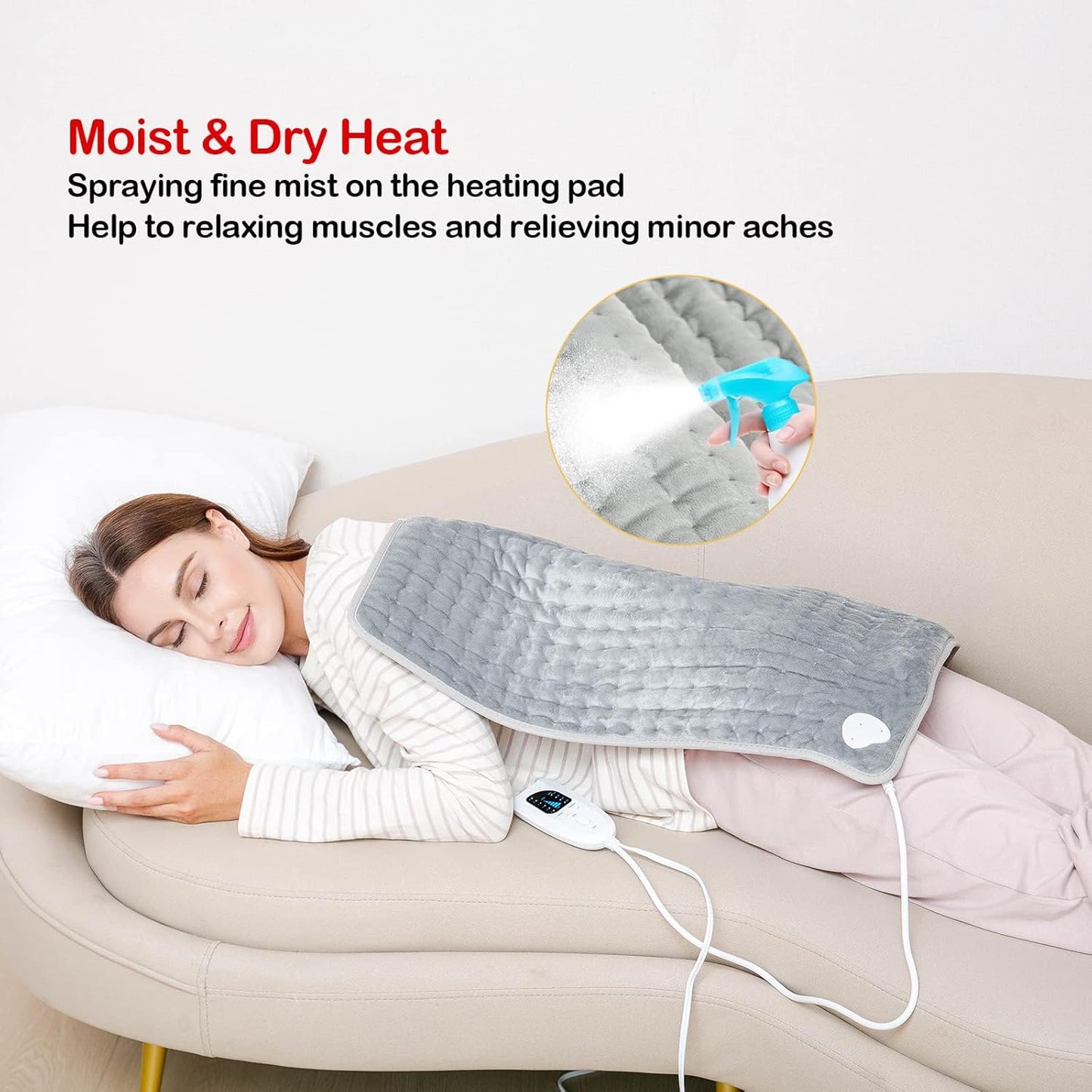 Koreal Grey Electric Heating Pad for Back, Shoulder & Neck Pain Relief Size NEW