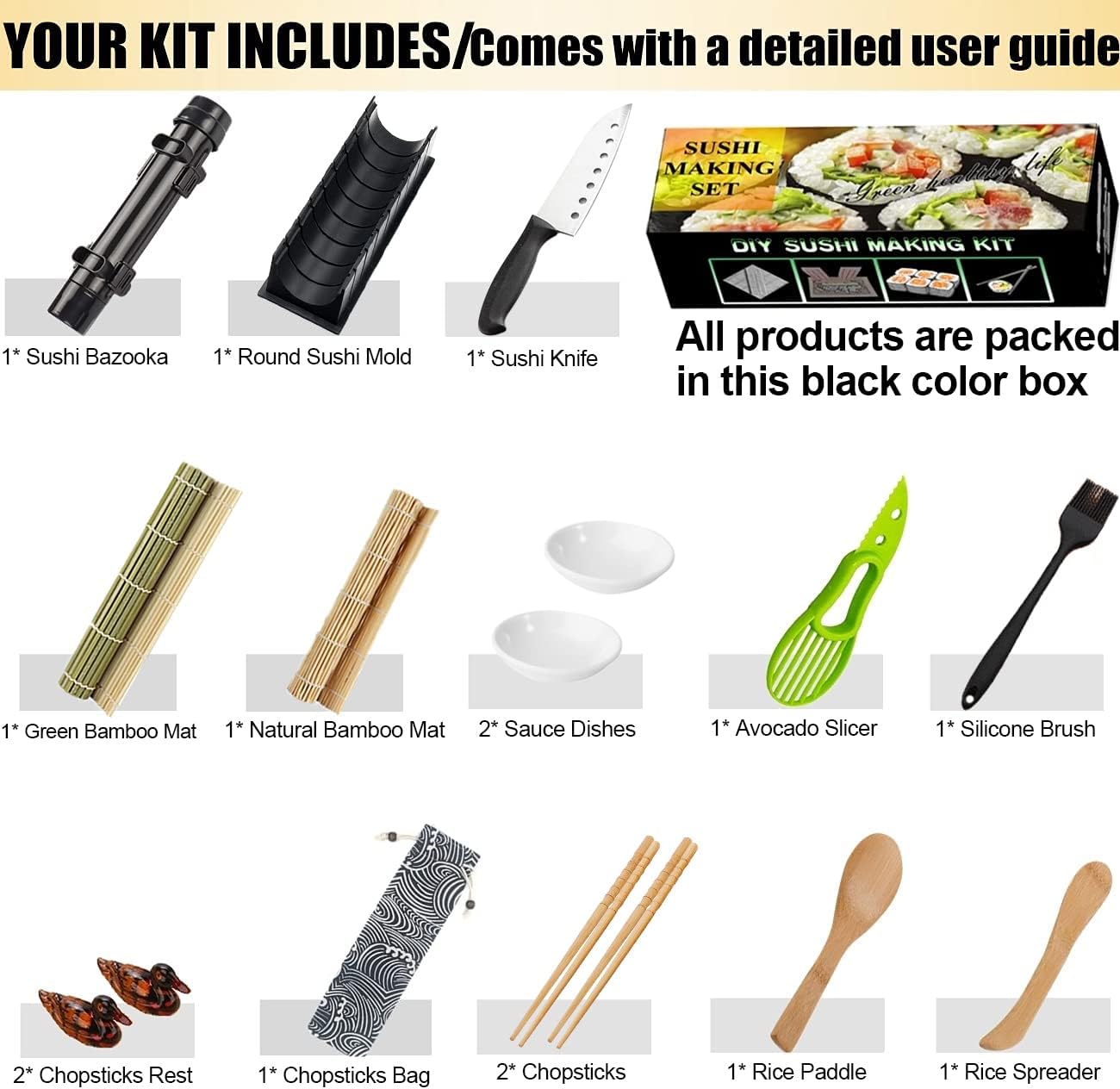 16 Piece Sushi Making Kit DIY Roller Tools Set for Homemade Multicolour DEMO