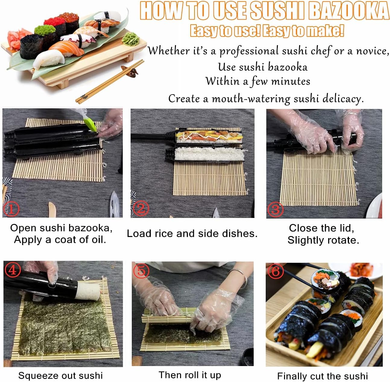 16 Piece Sushi Making Kit DIY Roller Tools Set for Homemade Multicolour DEMO