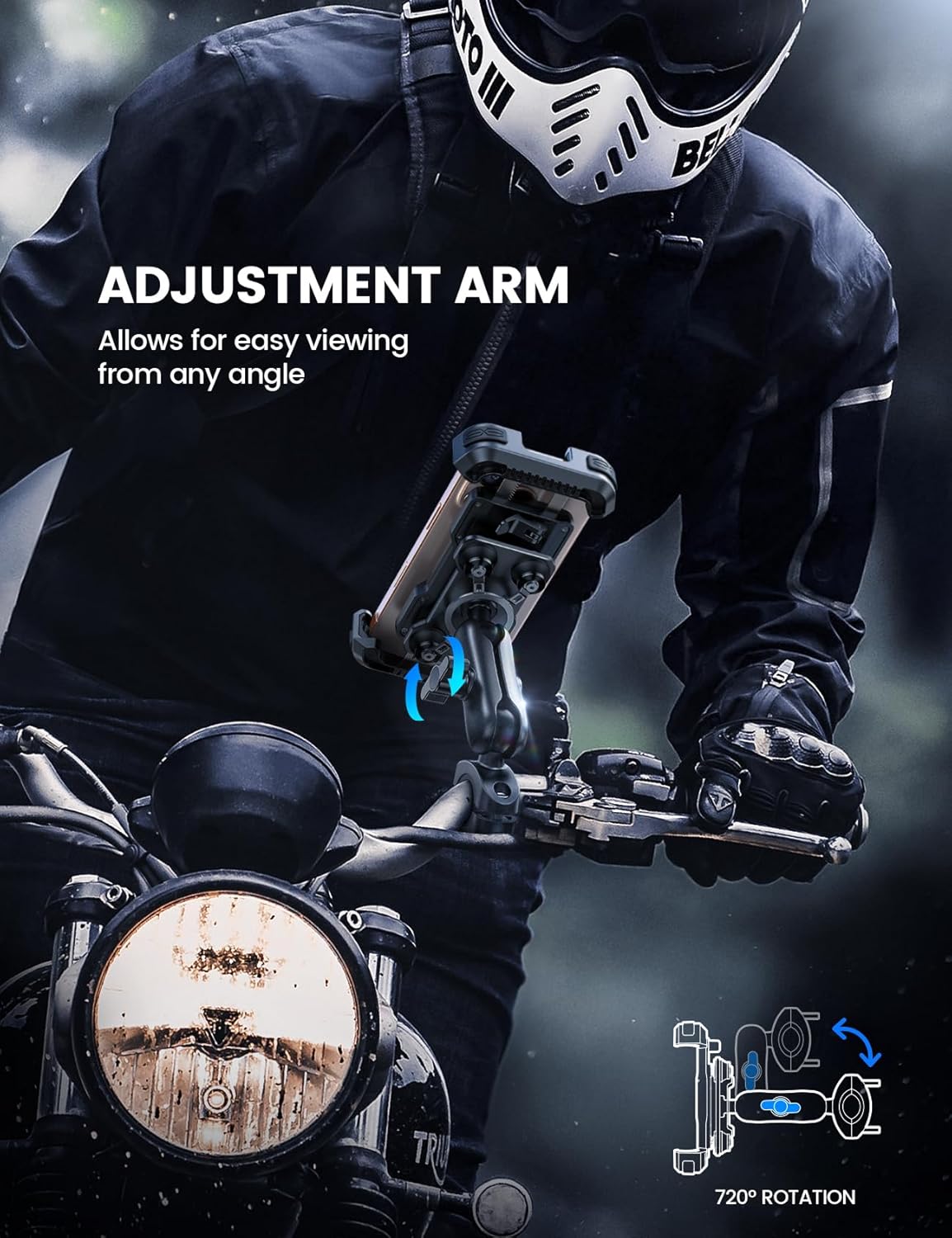 Lamicall Motorcycle Phone Holder Handlebar Mount Dual Vibration Dampener NEW