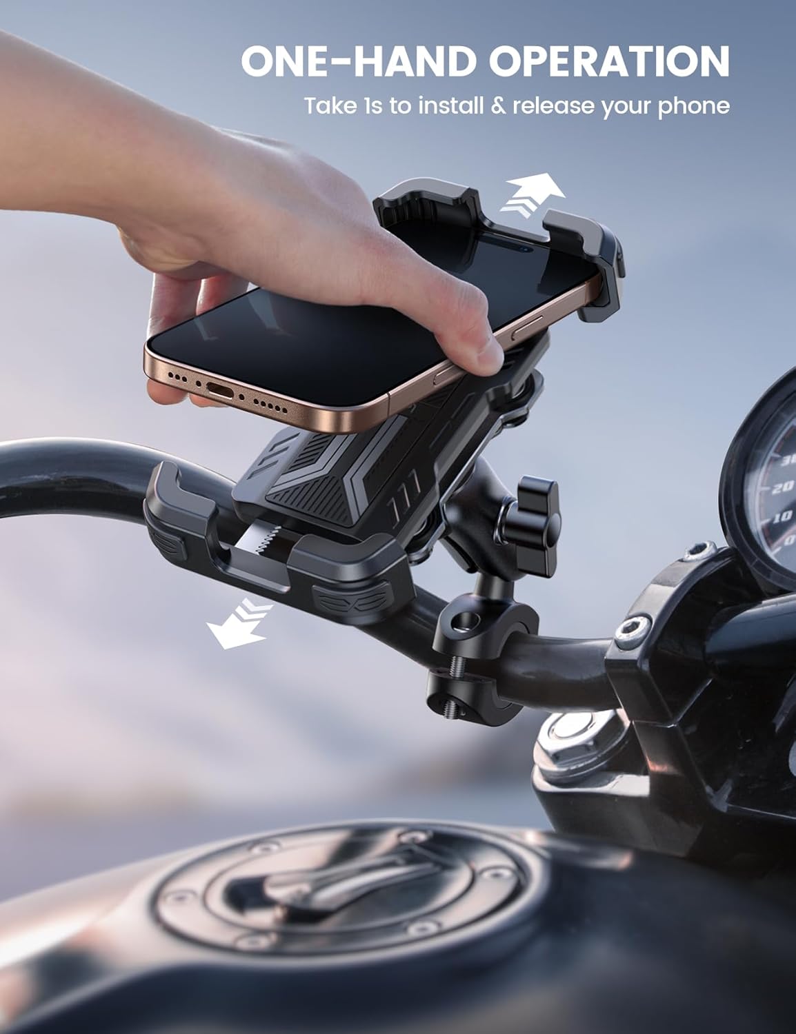 Lamicall Motorcycle Phone Holder Handlebar Mount Dual Vibration Dampener NEW