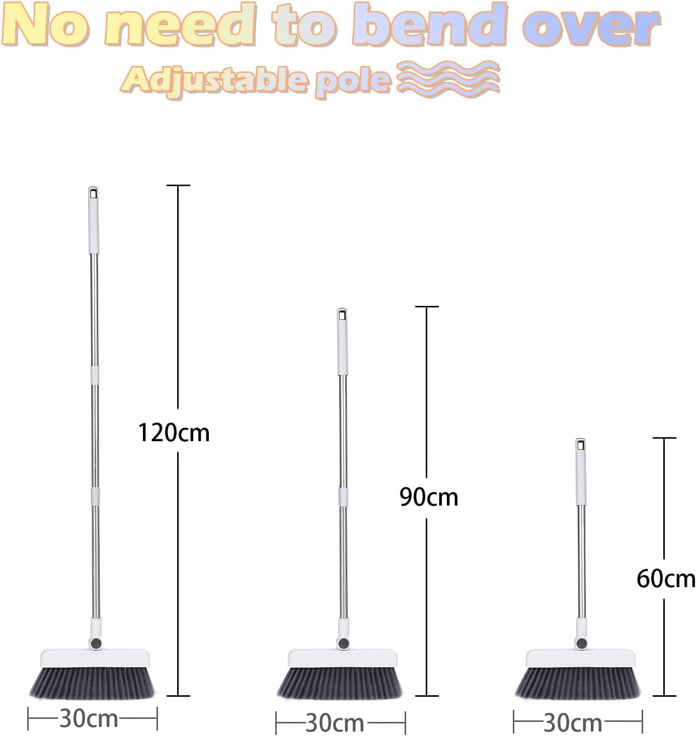 Heavy-Duty Long Handle Broom and Dustpan Cleaning Set for Home, White DEMO