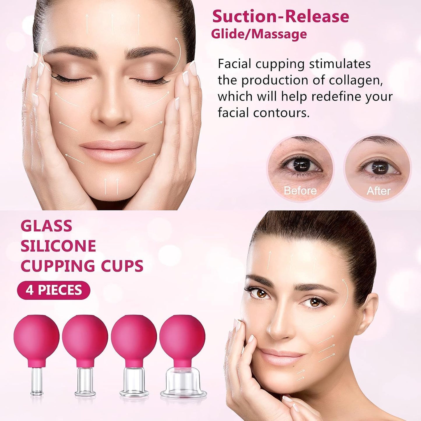 CFHBF Facial Cupping Therapy Set Glass Eye Face Vacuum Massage Anti Pink DEMO