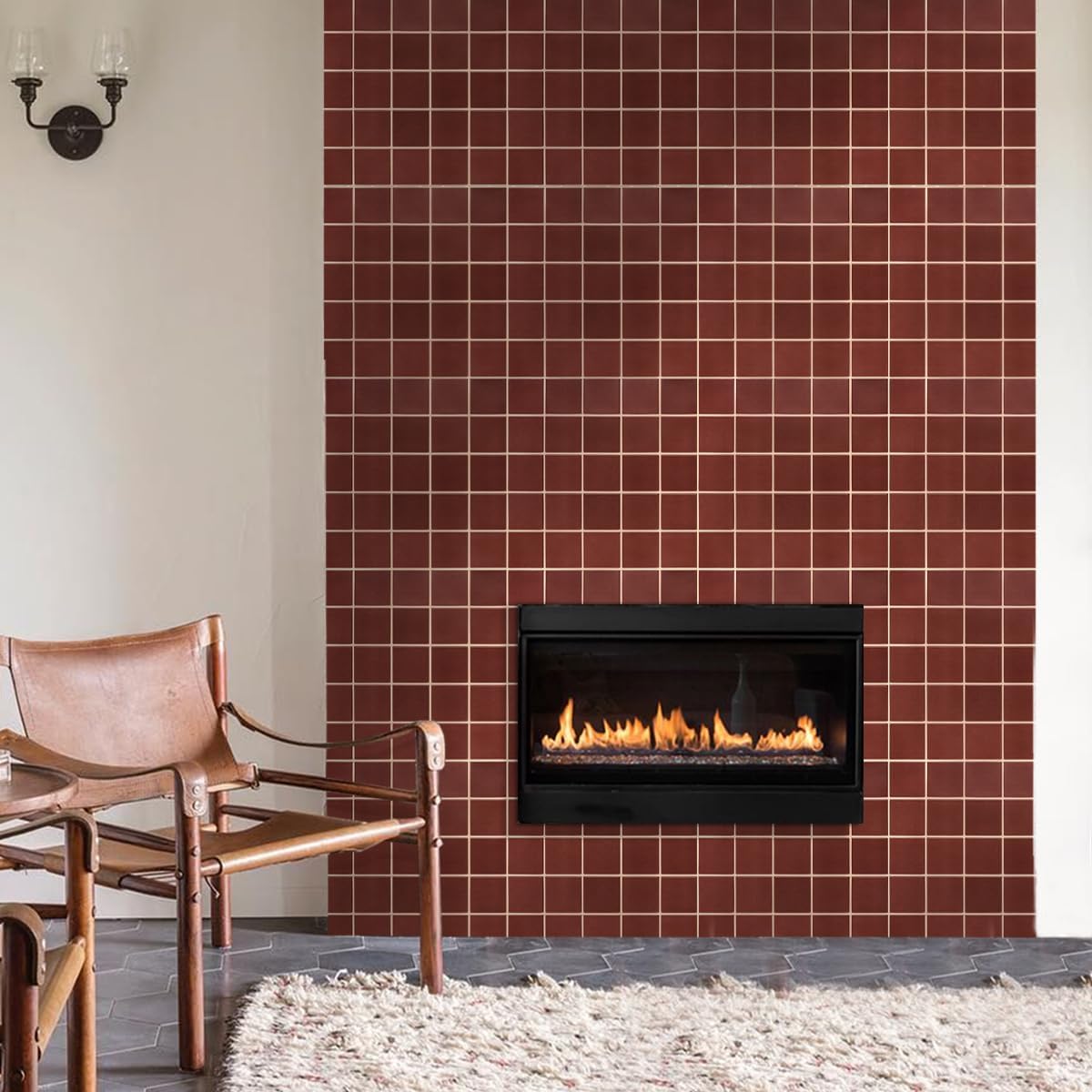 Commomy Red Square Peel and Stick Backsplash Tiles 30x30cm Wall Stickers NEW