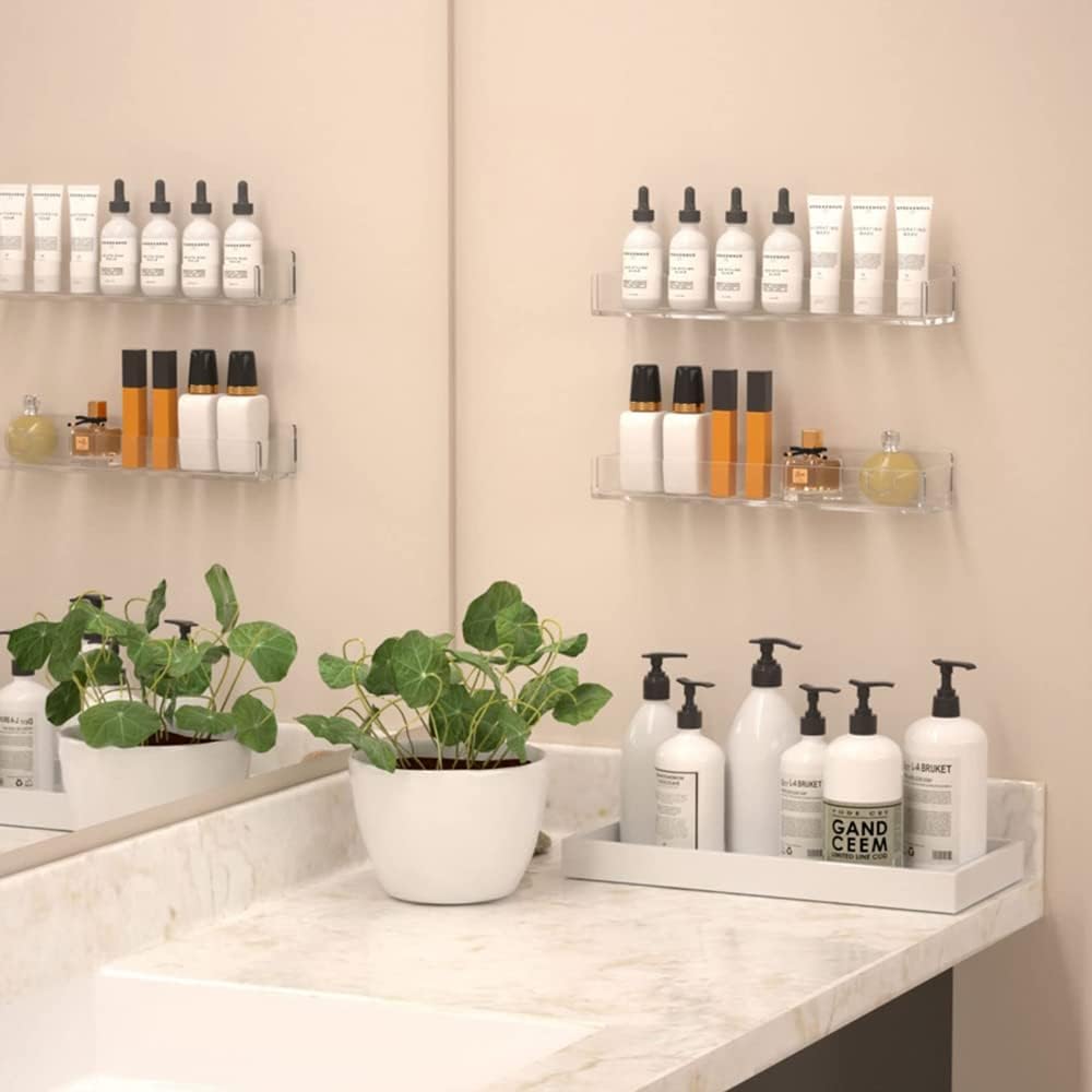 Clear Acrylic Wall Mounted Spice Rack Organizer for Kitchen Storage NEW