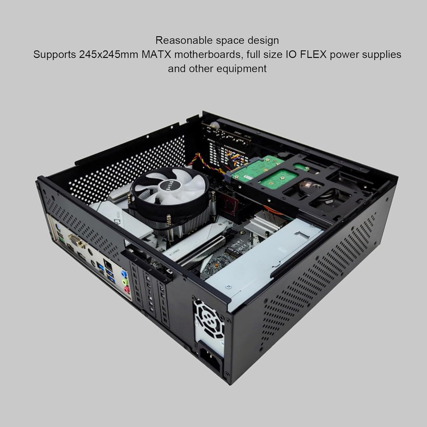 A-ONEBOX Mini Gaming PC Computer Case, Steel Body, Black, 307x96x278mm DEMO