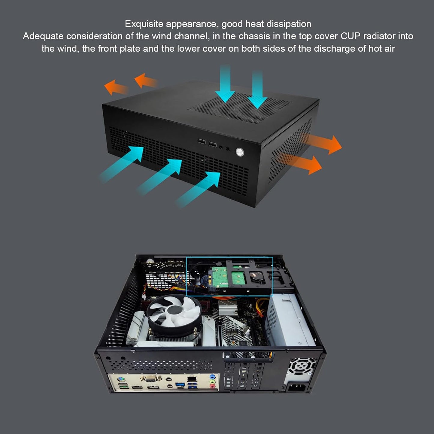 A-ONEBOX Mini Gaming PC Computer Case, Steel Body, Black, 307x96x278mm DEMO