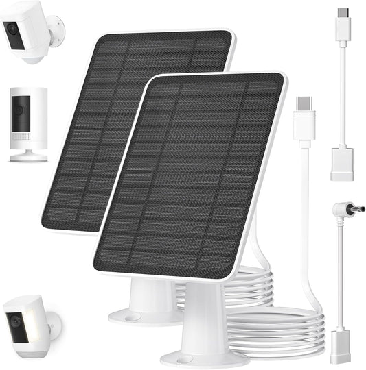White 5W Solar Panel Charger for Ring Outdoor Security Camera DEMO