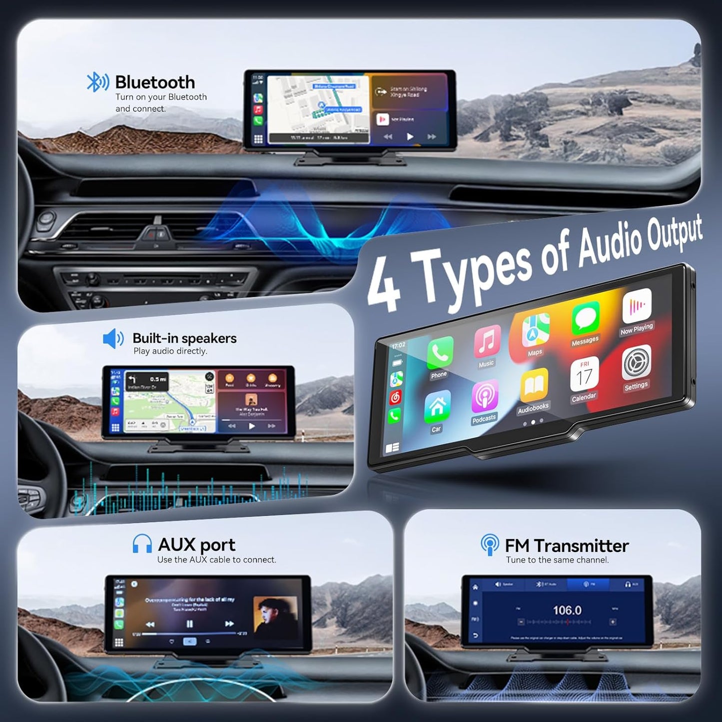 Carpeer Wireless Carplay Screen Radio Accessory for Car with OTA Updates NEW