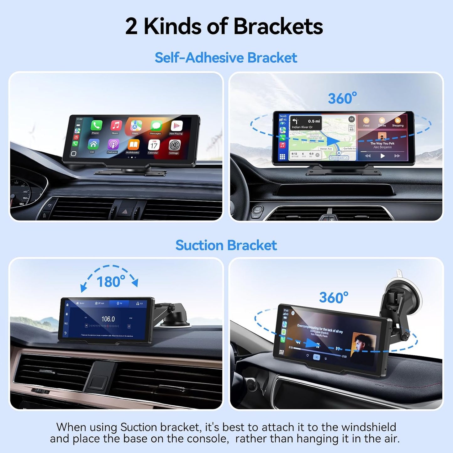 Carpeer Wireless Carplay Screen Radio Accessory for Car with OTA Updates NEW