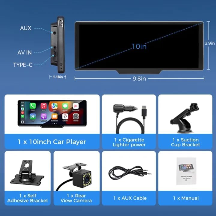 Carpeer Wireless Carplay Screen Radio Accessory for Car with OTA Updates NEW