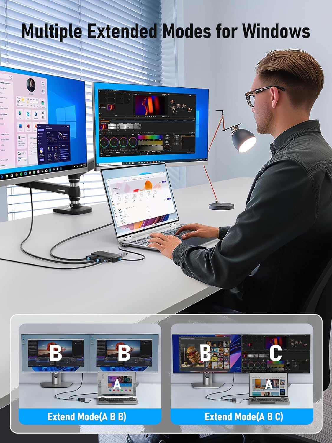 Lemorele 6-in-1 USB-C Hub with Dual HDMI 4K Ports, Docking Station for DEMO