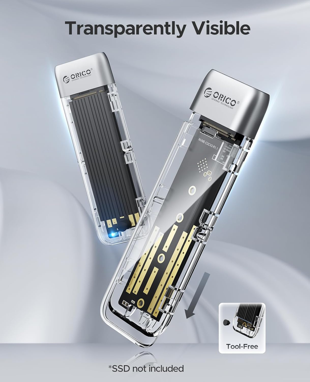 ORICO M.2 Enclosures NVMe SATA SSD Enclosure with USB 3.2 Type-C 10Gbps, DEMO