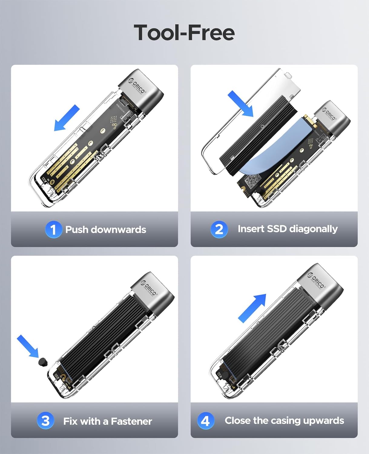 ORICO M.2 Enclosures NVMe SATA SSD Enclosure with USB 3.2 Type-C 10Gbps, DEMO