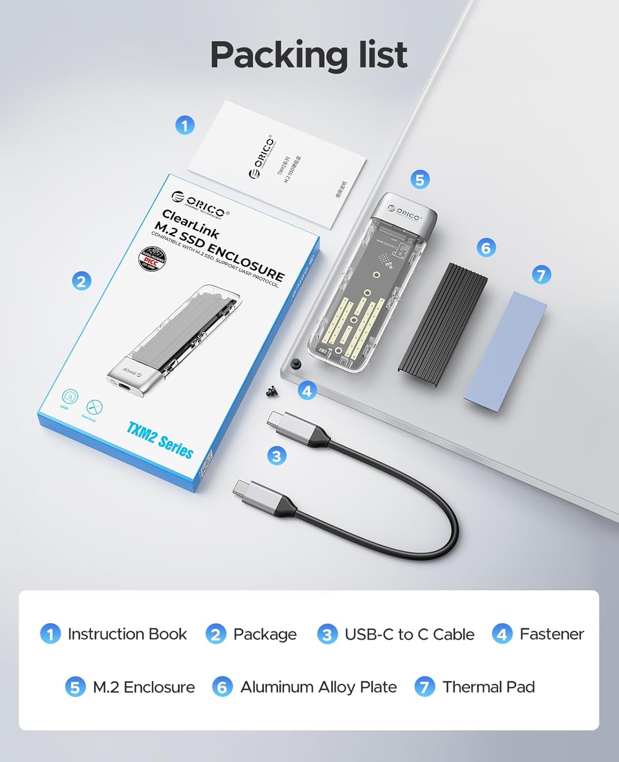 ORICO M.2 Enclosures NVMe SATA SSD Enclosure with USB 3.2 Type-C 10Gbps, DEMO