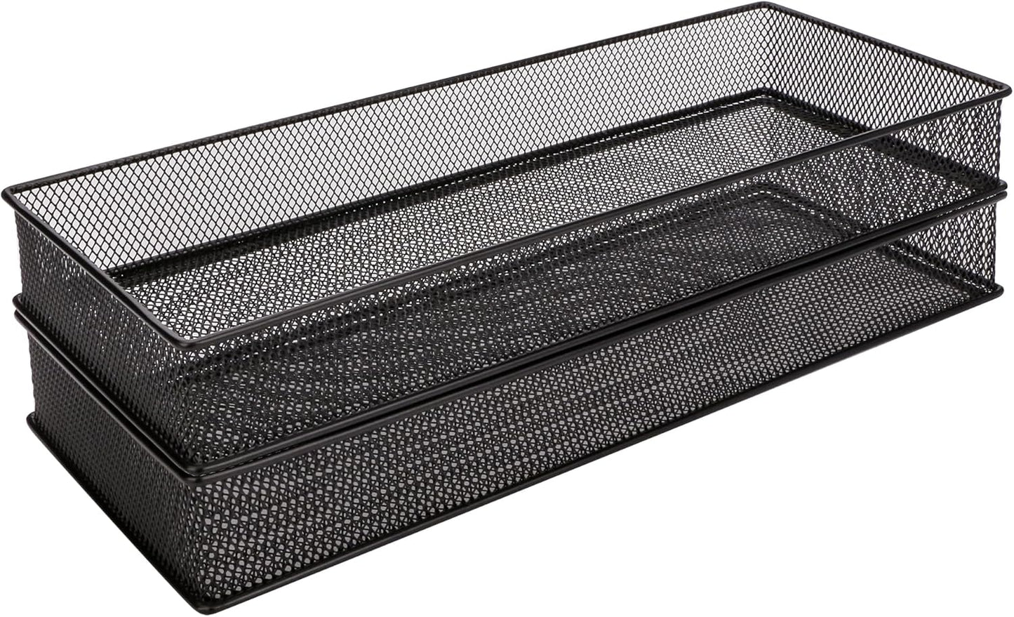 Annova Black Open Storage Bins Mesh Drawer Cabinet Shelf Organizer Basket NEW