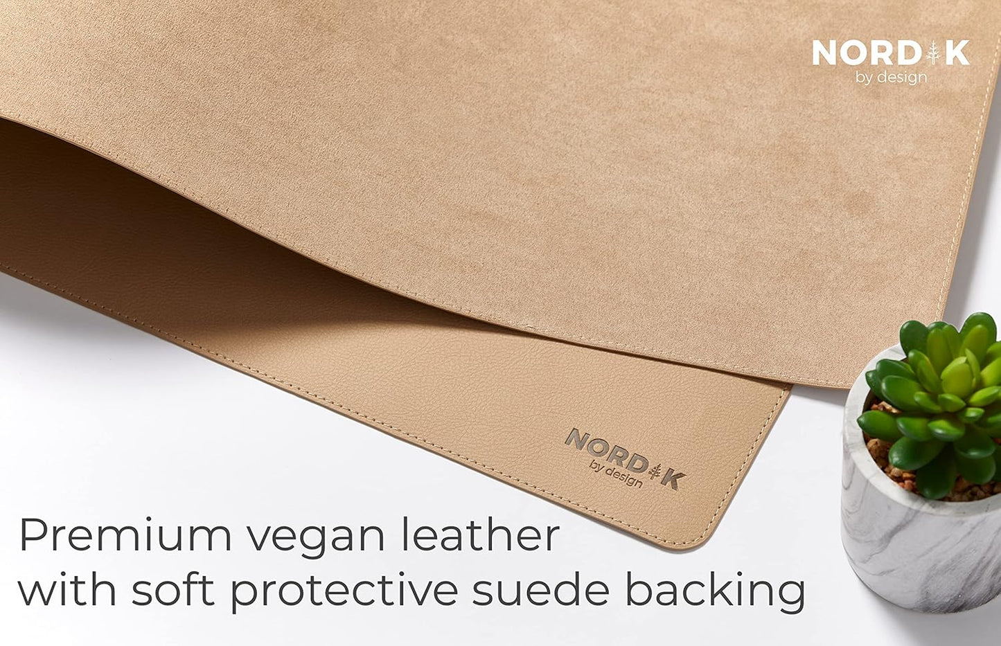 Nordik By Mouse Pads Design Faux Leather Desk Mat Cable Organizer Champagne