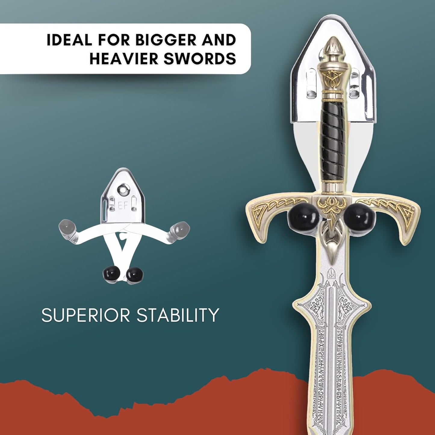 Eco-Fused Vertical Sword Mount Dagger Display Wall Hanger Adjustable 2 Pack NEW