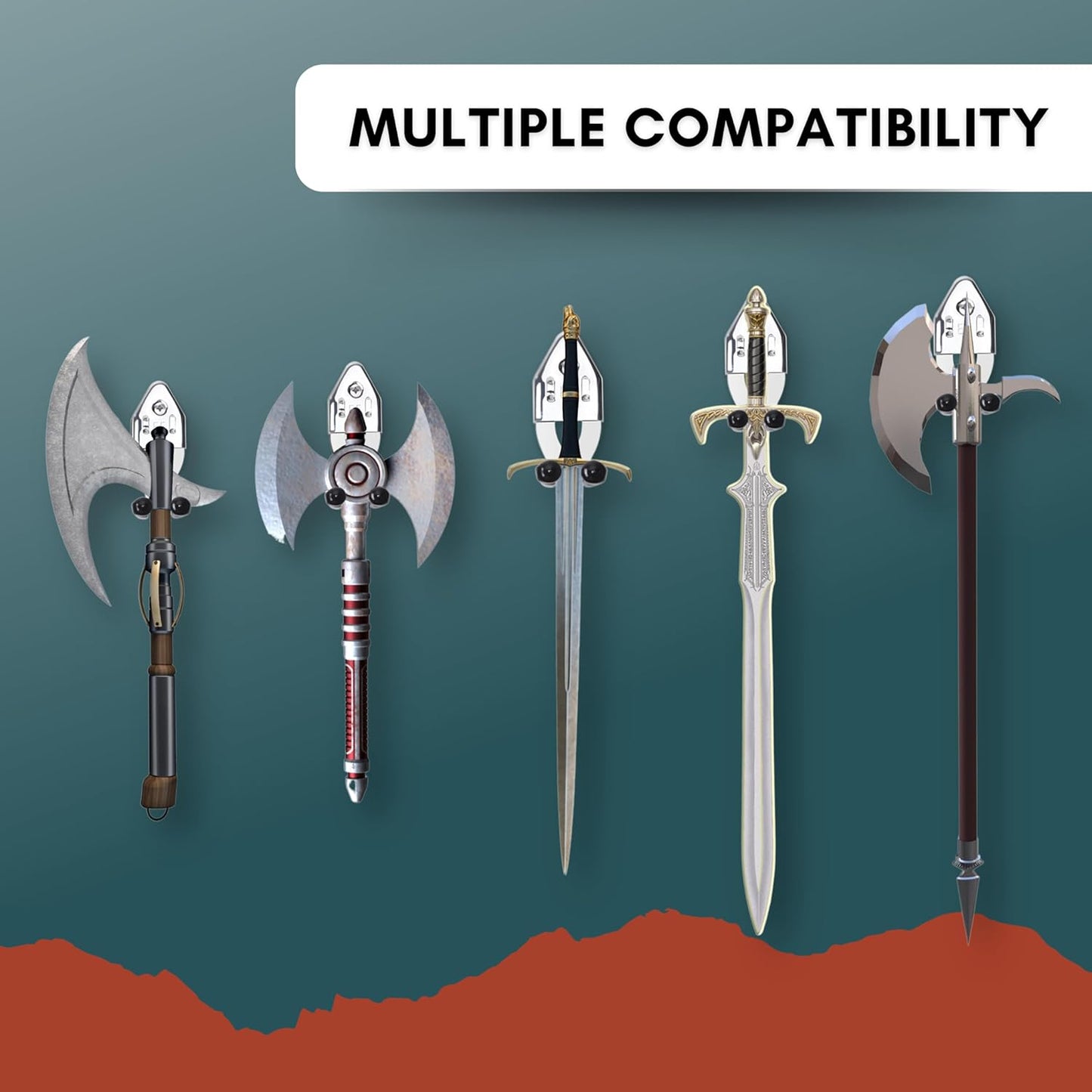 Eco-Fused Vertical Sword Mount Dagger Display Wall Hanger Adjustable 2 Pack NEW