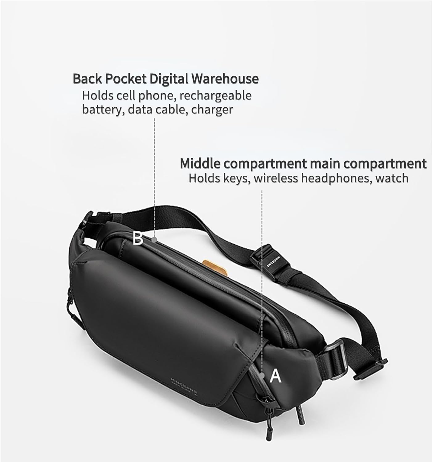 Kingsons Unisex Shoulder Bag 2.5L Crossbody Sling Versatile Travel Size 2.5L NEW
