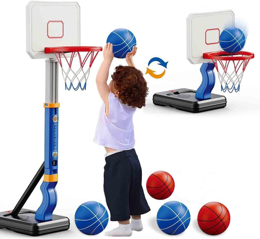 Adjustable 2-8 Ft Height Portable Blue Basketball Hoop for Kids & Toddlers DEMO