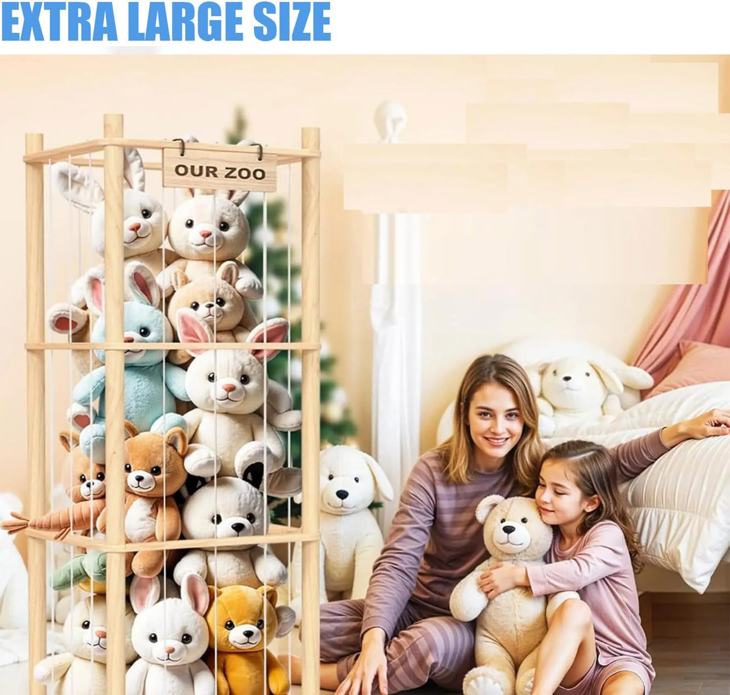 Wooden Shelves Cute Zoo Toy Holder Organizer Shelf 15.7x15.7x53.5 inches NEW