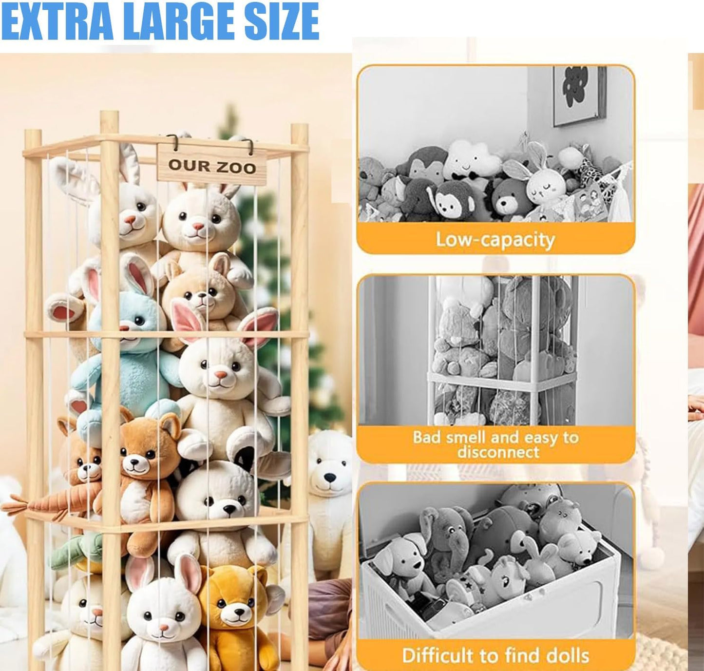 Wooden Shelves Cute Zoo Toy Holder Organizer Shelf 15.7x15.7x53.5 inches NEW