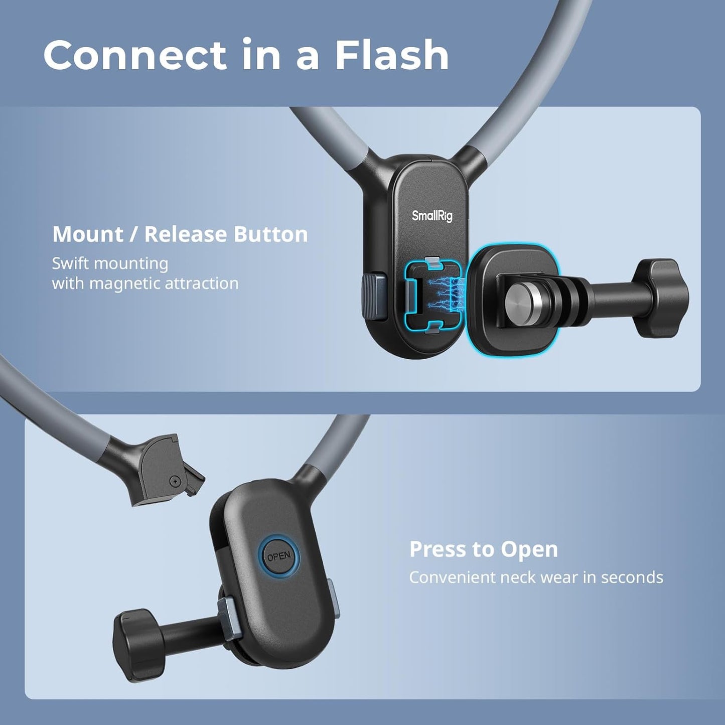 SMALLRIG Magnetic Mounts Neck Mount for Action Camera Quick Release NEW