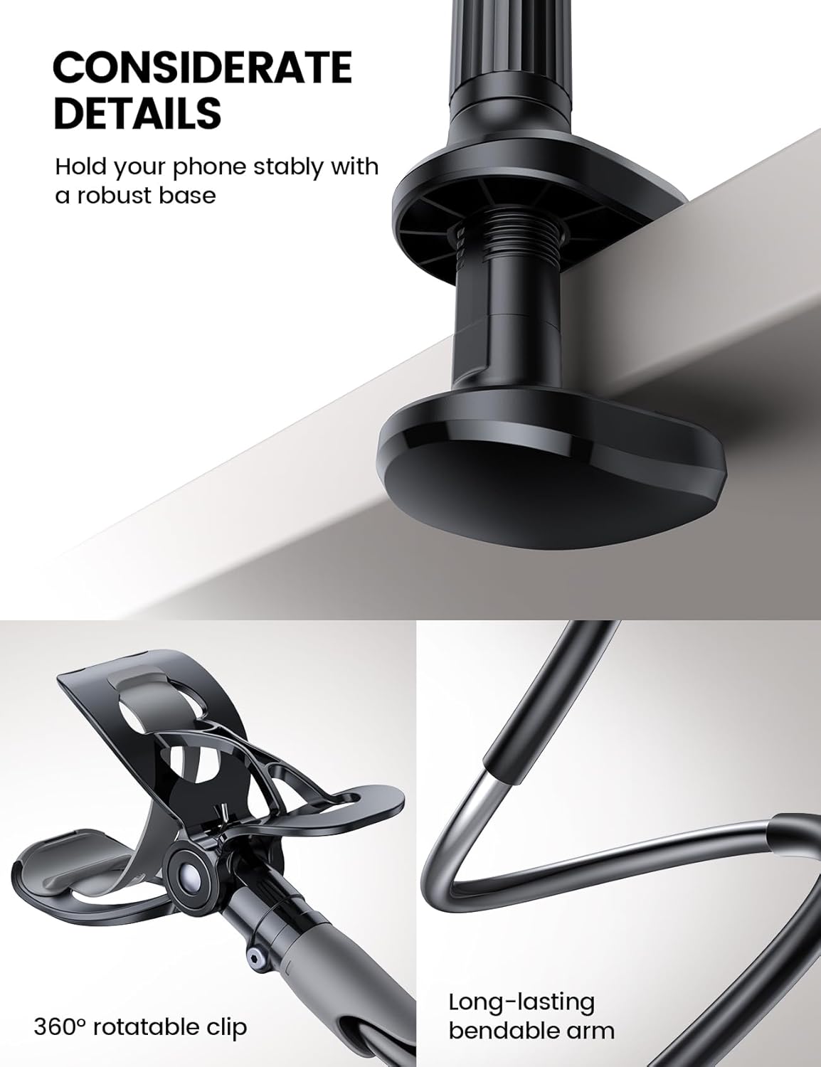 Lamicall Flexible Gooseneck Phone Holder Adjustable Bedstand Desk Mount NEW