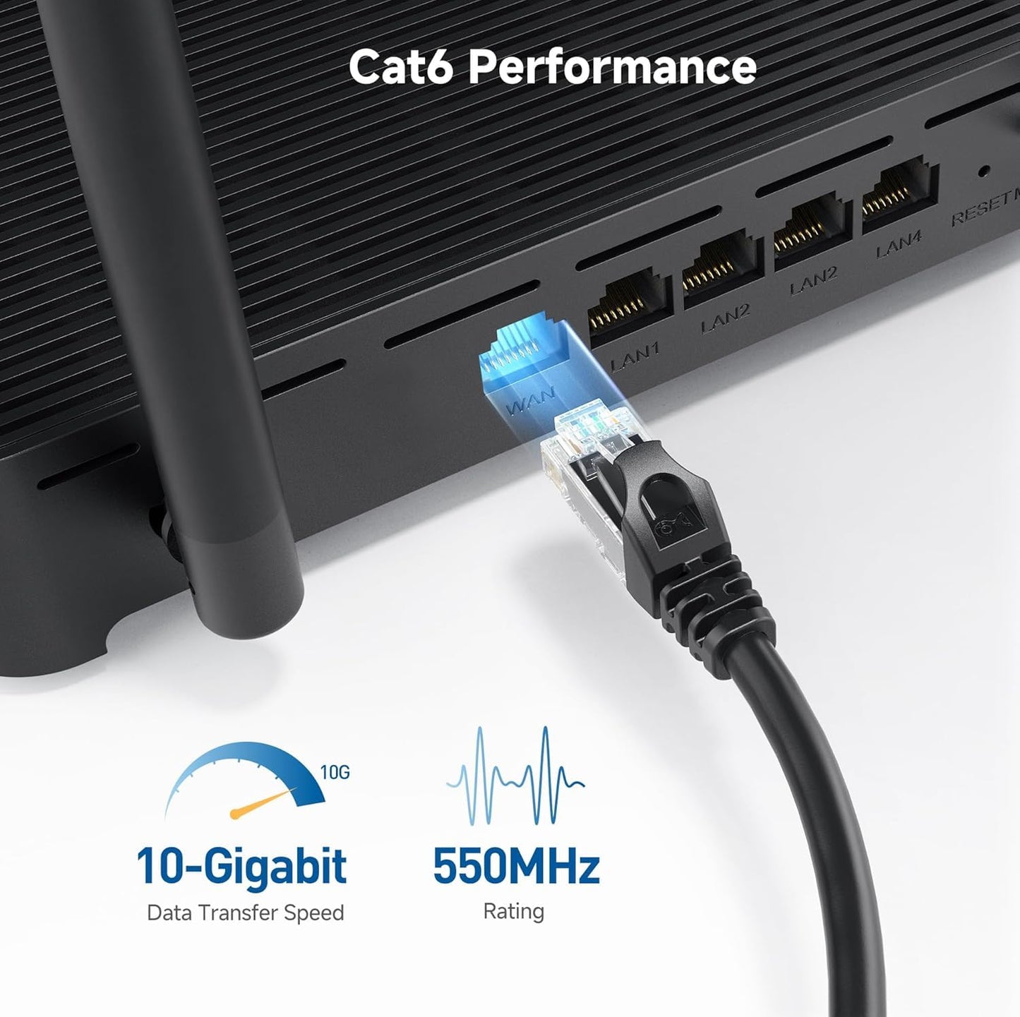 Cable Matters 10Gbps Snagless Cat 6 Ethernet Cable, 6m, Black - High-Speed DEMO