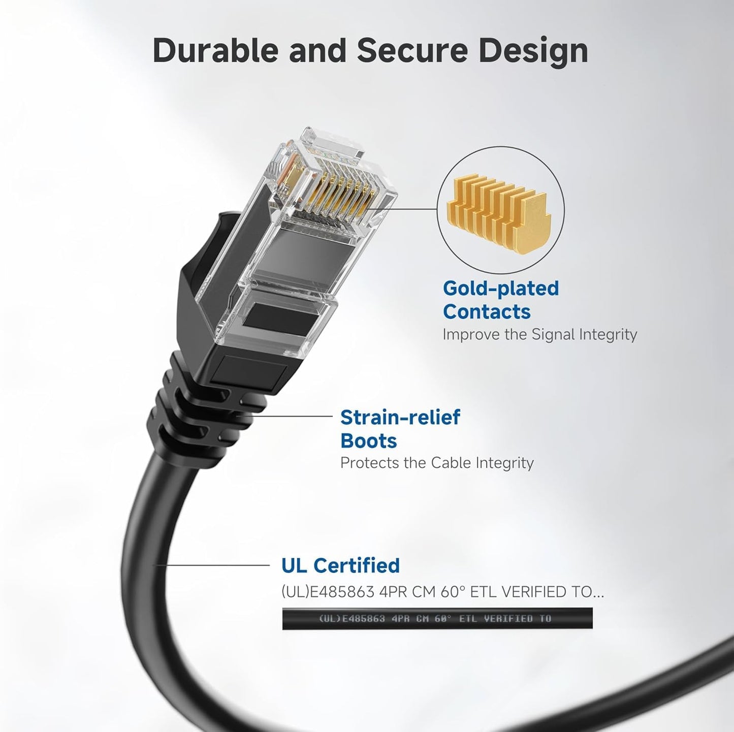 Cable Matters 10Gbps Snagless Cat 6 Ethernet Cable, 6m, Black - High-Speed DEMO