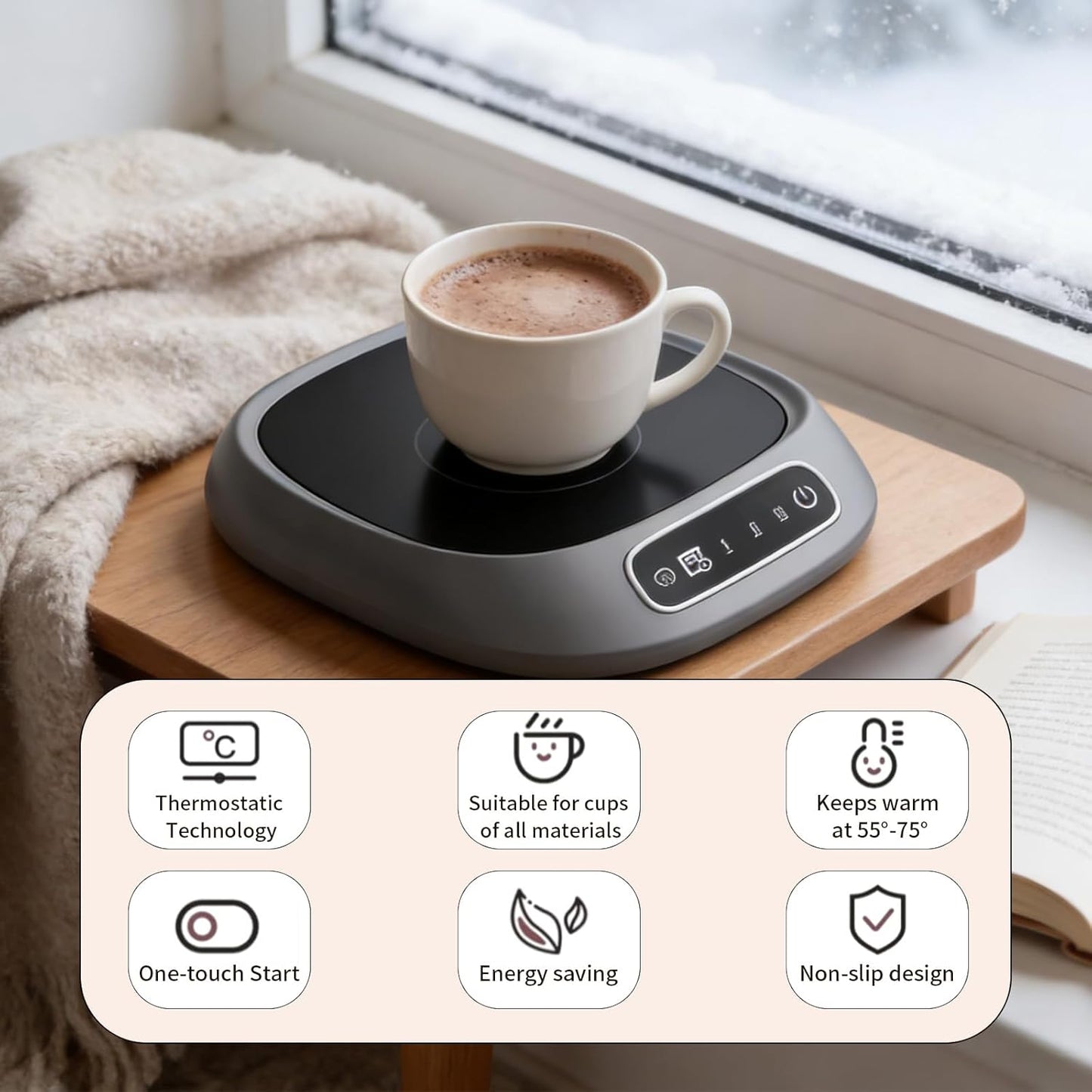 Electric Coffee Mug Warmer Desk Accessory with 3 Temperature Settings in NEW