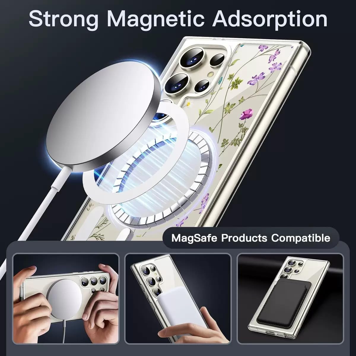 Stylish Clear Floral Phone Case for Samsung Galaxy S24 Ultra DEMO