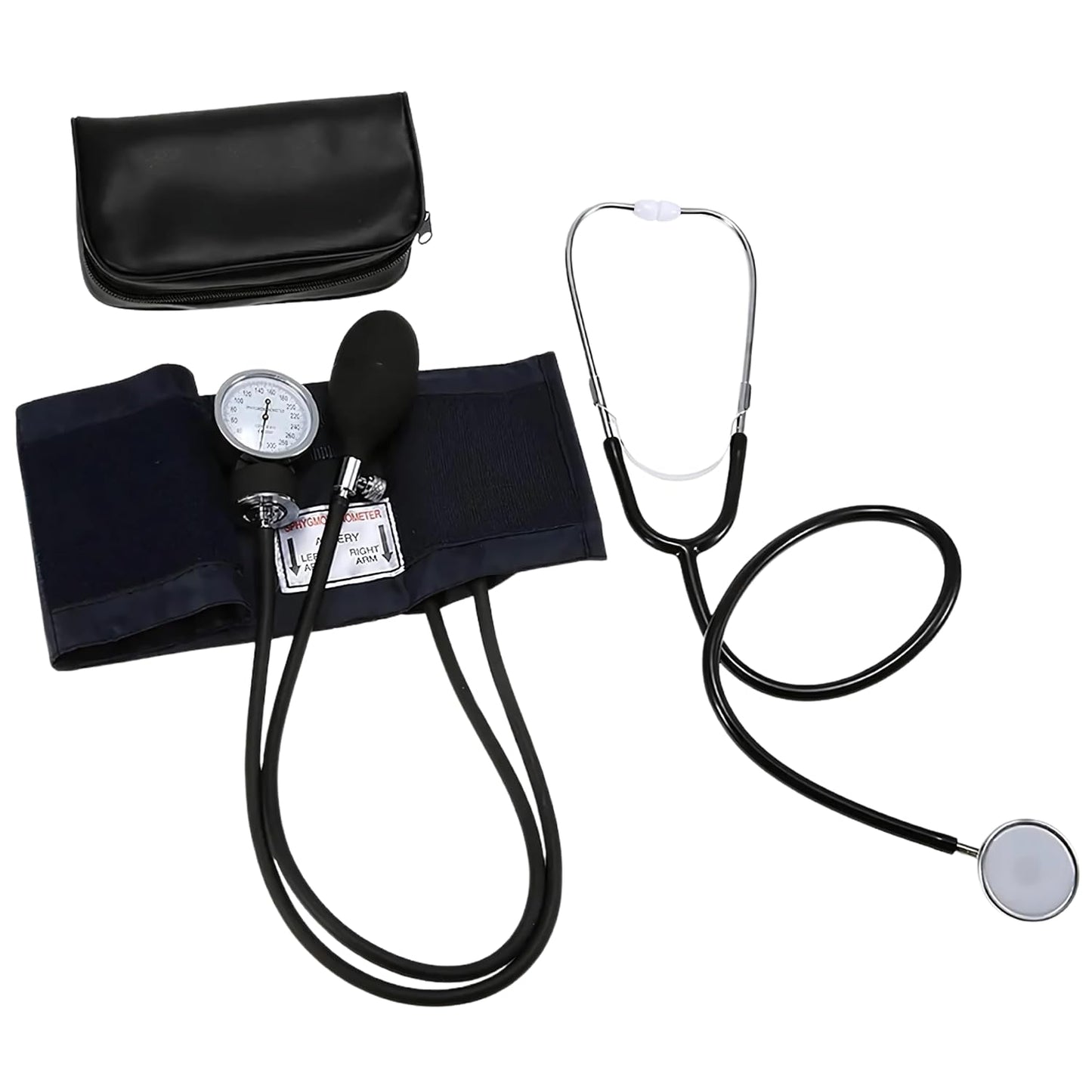 Upper Arm Blood Pressure Monitor Kit Stethoscope Black Size 18.5*10*7 cm NEW
