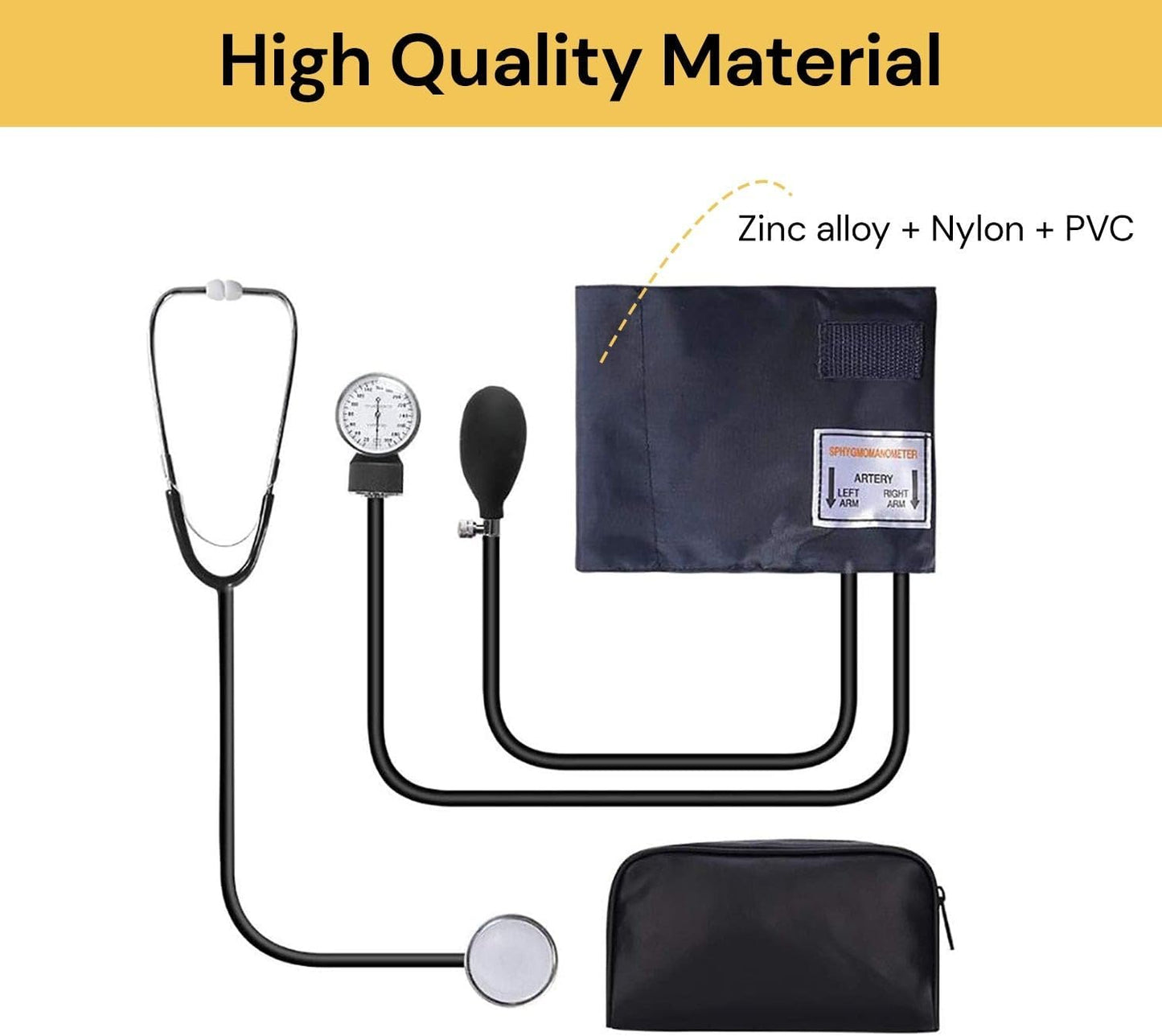 Upper Arm Blood Pressure Monitor Kit Stethoscope Black Size 18.5*10*7 cm NEW