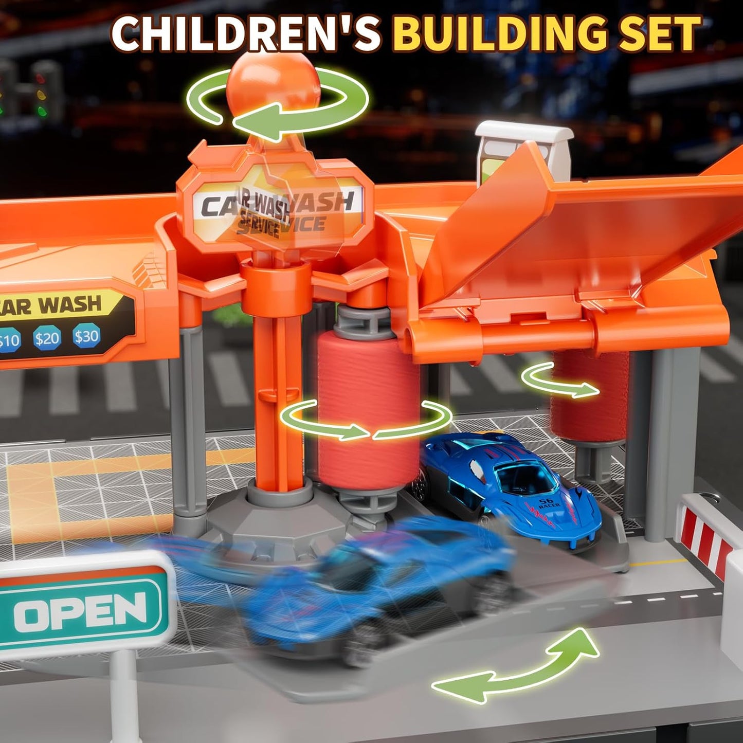 MSKOLER Toy Car Wash Playset with Lights & Sounds, Multi-Color, 7.28" x NEW