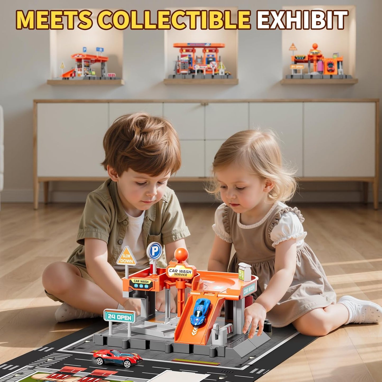 MSKOLER Toy Car Wash Playset with Lights & Sounds, Multi-Color, 7.28" x NEW