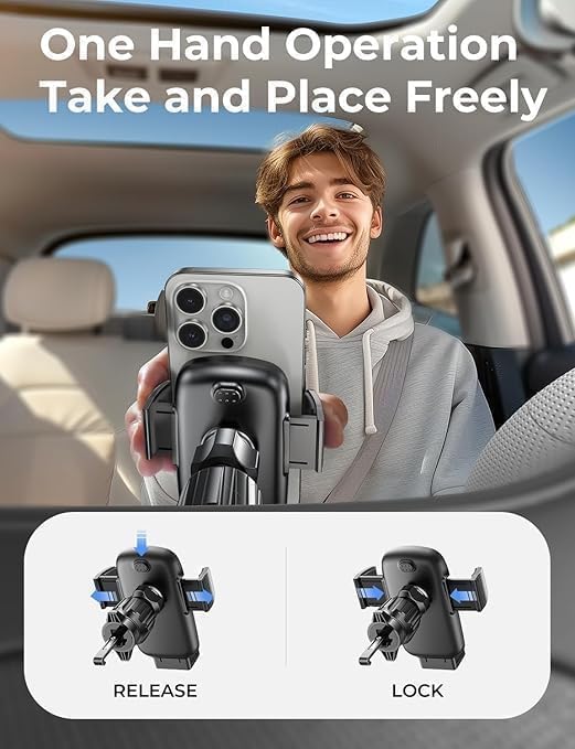LISEN Dash-Mounted Phone Holder for Car with Thick Cases, Black - Secure NEW