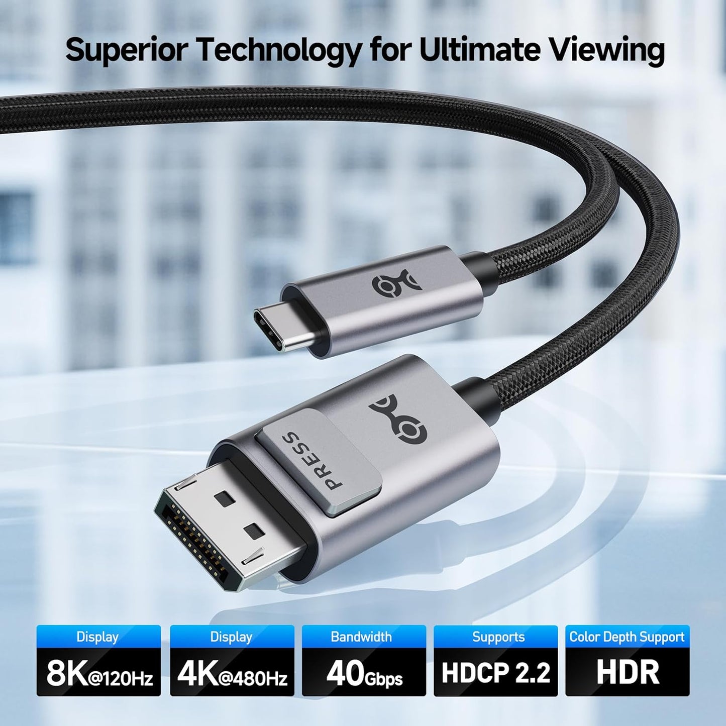 Cable Matters USB Cables USB-C to DisplayPort 2.1 40Gbps Bi-Directional NEW