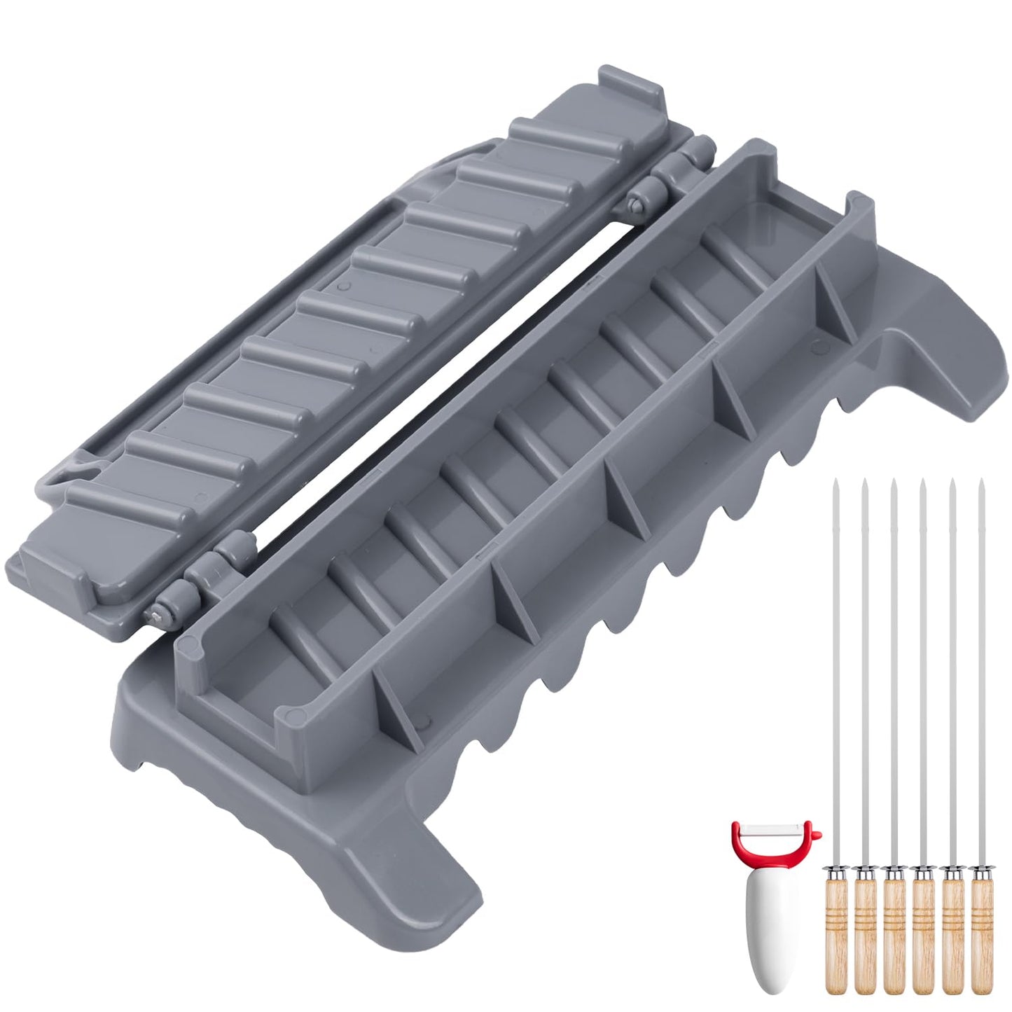 Portable Barbecue Skewers Maker Press Machine in Grey - Versatile Grilling DEMO