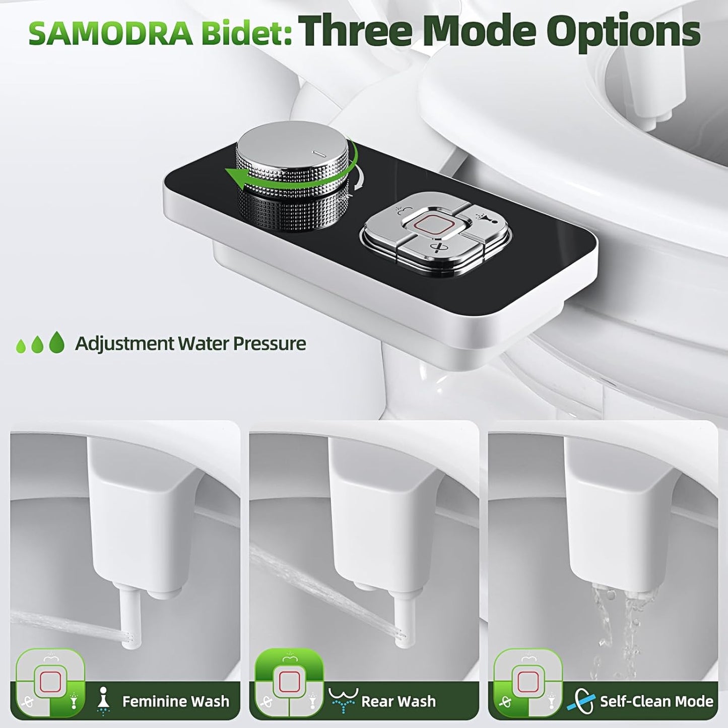 SAMODRA Non-Electric Cold Water Bidet Toilet Seat Attachment - Black DEMO