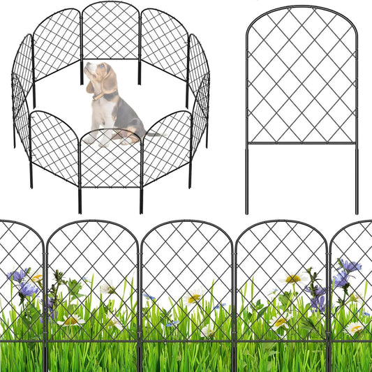 Decorative 24"x13" Outdoor Metal Garden Fence Border Barrier in Black Size NEW