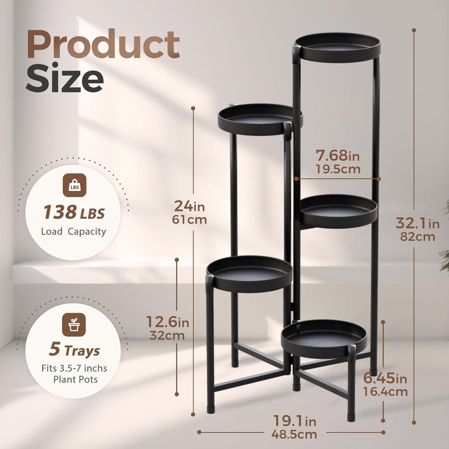 Bamworld Tiered Stands Plant Stand Indoor Corner Tall Shelf Outdoor NEW